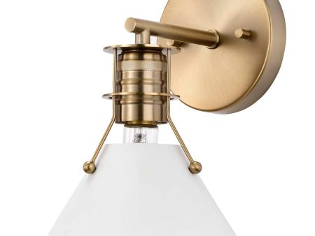 Outpost 1-Light Wall Sconce Matte White with Burnished Brass For Cheap