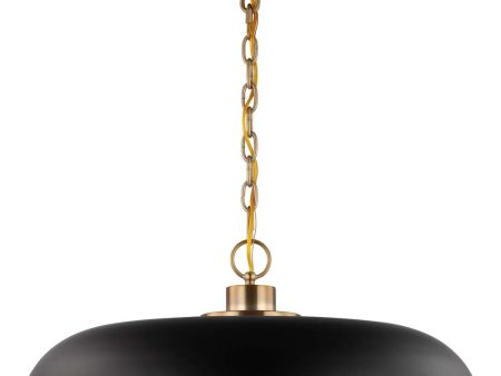 Colony 1-Light Large Pendant Matte Black with Burnished Brass Online Hot Sale