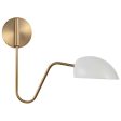 Trilby 1-Light Wall Sconce Matte White with Burnished Brass Fashion