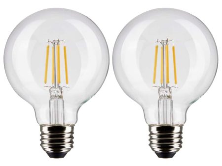 2Pk - Satco 6w G25 Globe Filament LED 3000K Medium Base Dimmable - 60w equiv Supply