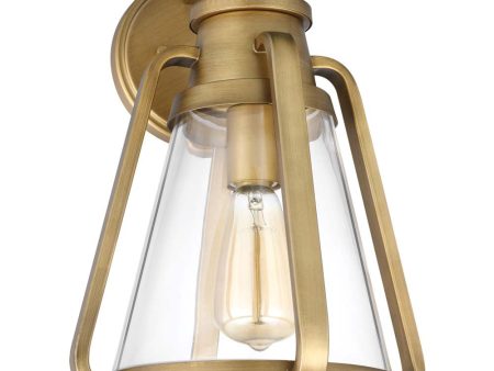 Everett 1-Light Large Wall Sconce Natural Brass with Clear Glass Sale