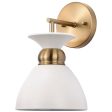 Perkins 1-Light Wall Sconce Matte White with Burnished Brass Hot on Sale