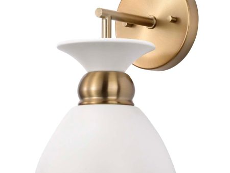 Perkins 1-Light Wall Sconce Matte White with Burnished Brass Hot on Sale