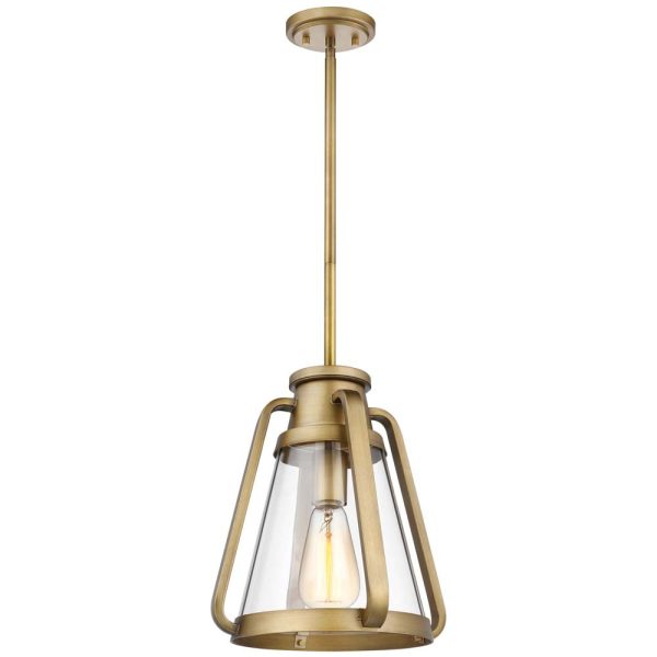 Everett 1-Light 10-in Pendant Natural Brass with Clear Glass Cheap