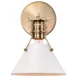 Outpost 1-Light Wall Sconce Matte White with Burnished Brass For Cheap