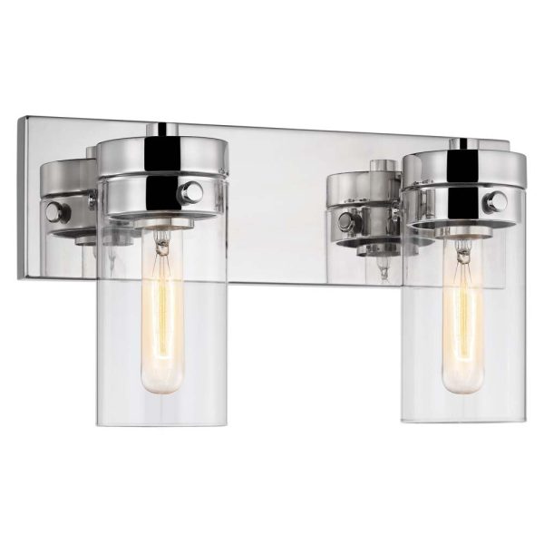 Intersection 2-Light Vanity Polished Nickel with Clear Glass on Sale