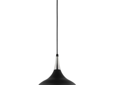 Phoenix 1-Light Small Pendant Matte Black with Polished Nickel Cheap