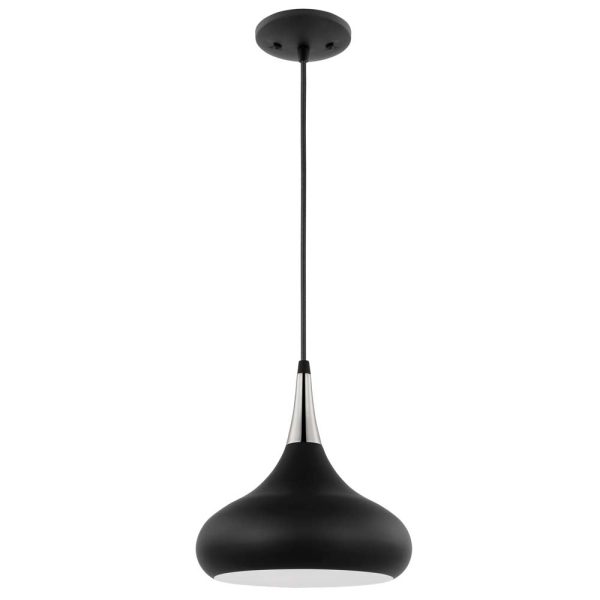 Phoenix 1-Light Small Pendant Matte Black with Polished Nickel Cheap