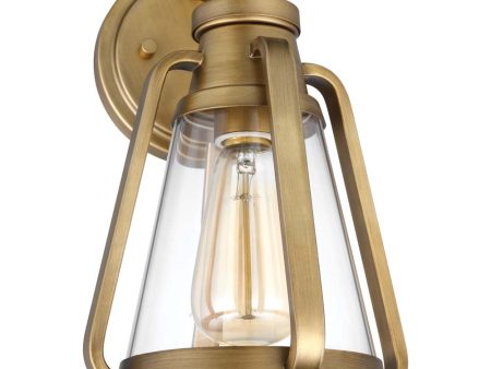 Everett 1-Light Small Wall Sconce Natural Brass with Clear Glass Hot on Sale