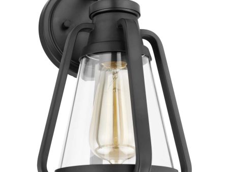 Everett 1-Light Small Wall Sconce Matte Black with Clear Glass For Sale