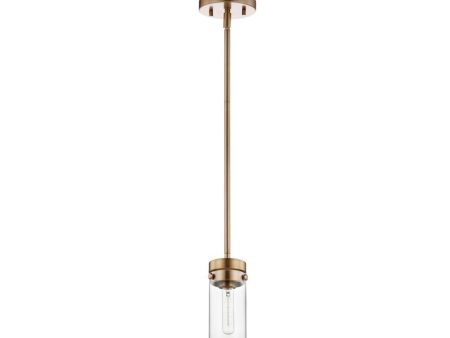 Intersection 1-Light Mini Pendant Burnished Brass with Clear Glass For Discount