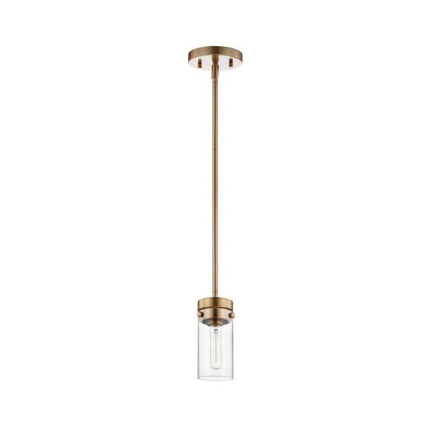 Intersection 1-Light Mini Pendant Burnished Brass with Clear Glass For Discount