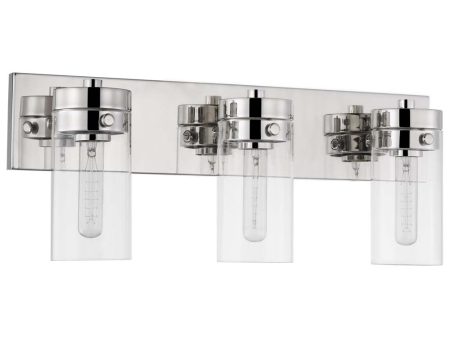 Intersection 3-Light Vanity Polished Nickel with Clear Glass Hot on Sale