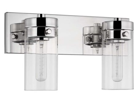 Intersection 2-Light Vanity Polished Nickel with Clear Glass on Sale