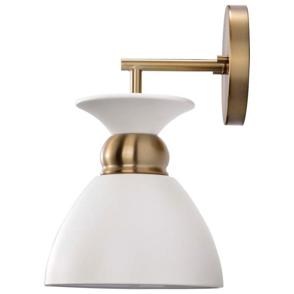 Perkins 1-Light Wall Sconce Matte White with Burnished Brass Hot on Sale