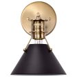 Outpost 1-Light Wall Sconce Matte Black with Burnished Brass For Sale