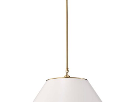 Dover 3-Light Large Pendant White with Vintage Brass Online Hot Sale