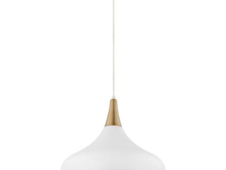 Phoenix 1-Light Large Pendant Matte White with Burnished Brass Sale