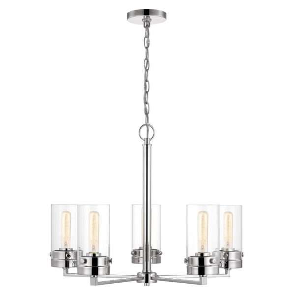 Intersection 5-Light Chandelier Polished Nickel with Clear Glass Online now