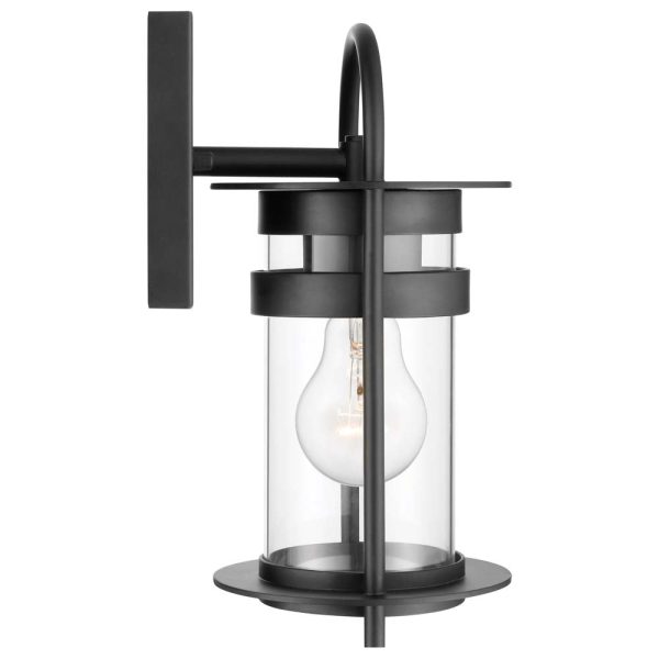 Bracer Small Wall Lantern Matte Black Finish w  Clear Glass Sale