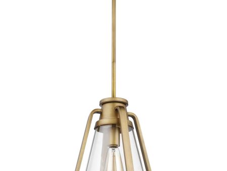 Everett 1-Light 10-in Pendant Natural Brass with Clear Glass Cheap