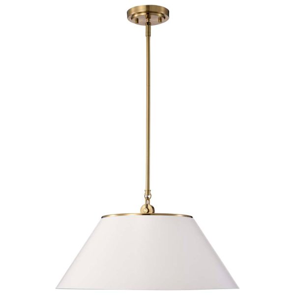 Dover 3-Light Large Pendant White with Vintage Brass Online Hot Sale