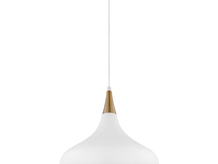 Phoenix 1-Light Medium Pendant Matte White with Burnished Brass Hot on Sale