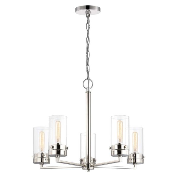 Intersection 5-Light Chandelier Polished Nickel with Clear Glass Online now