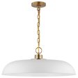 Colony 1-Light Large Pendant Matte White with Burnished Brass For Cheap