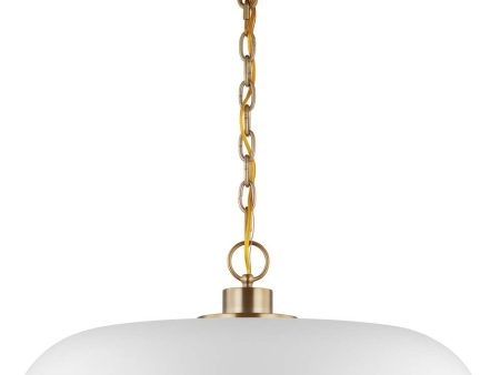 Colony 1-Light Large Pendant Matte White with Burnished Brass For Cheap