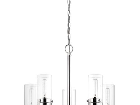 Intersection 5-Light Chandelier Polished Nickel with Clear Glass Online now