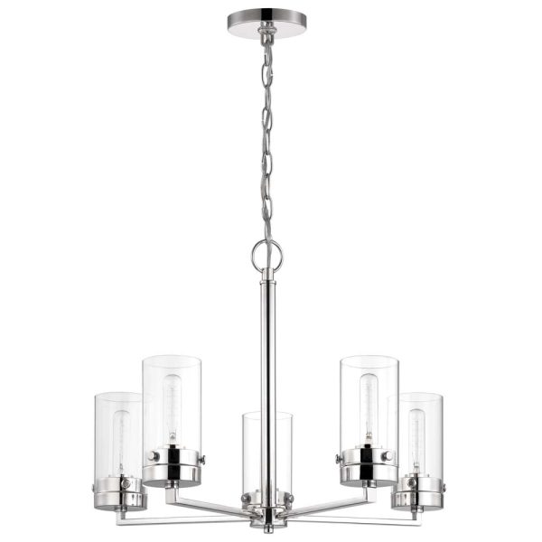 Intersection 5-Light Chandelier Polished Nickel with Clear Glass Online now