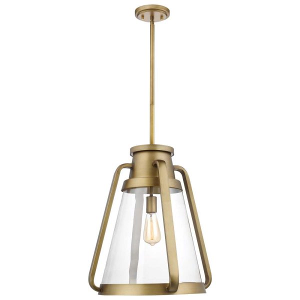 Everett 1-Light 18-in Pendant Natural Brass with Clear Glass on Sale