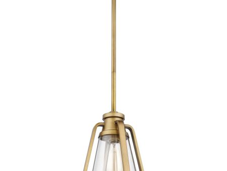 Everett 7-in Mini Pendant Natural Brass Finish with Clear Glass Sale