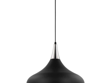 Phoenix 1-Light Large Pendant Matte Black with Polished Nickel Fashion