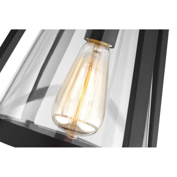 Everett 1-Light Large Wall Sconce Matte Black with Clear Glass Online now