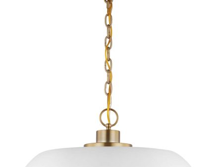 Colony 1-Light Medium Pendant Matte White with Burnished Brass Supply