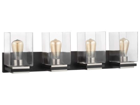 Crossroads 4-Light Vanity Matte Black with Clear Glass Supply