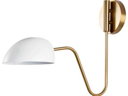 Trilby 1-Light Wall Sconce Matte White with Burnished Brass Fashion