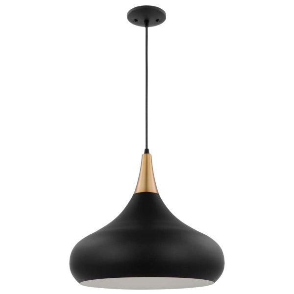 Phoenix 1-Light Large Pendant Matte Black with Burnished Brass Sale