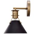 Outpost 1-Light Wall Sconce Matte Black with Burnished Brass For Sale