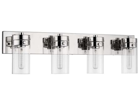 Intersection 4-Light Vanity Polished Nickel with Clear Glass on Sale