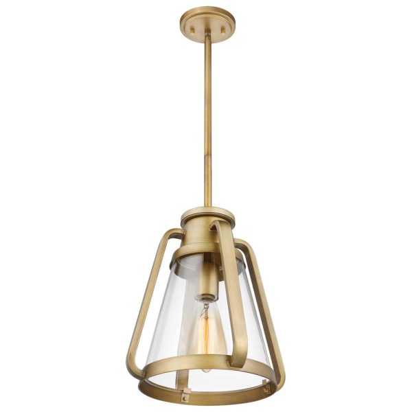 Everett 1-Light 10-in Pendant Natural Brass with Clear Glass Cheap