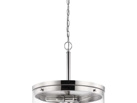 Intersection 3-Light Pendant Polished Nickel with Clear Glass For Cheap