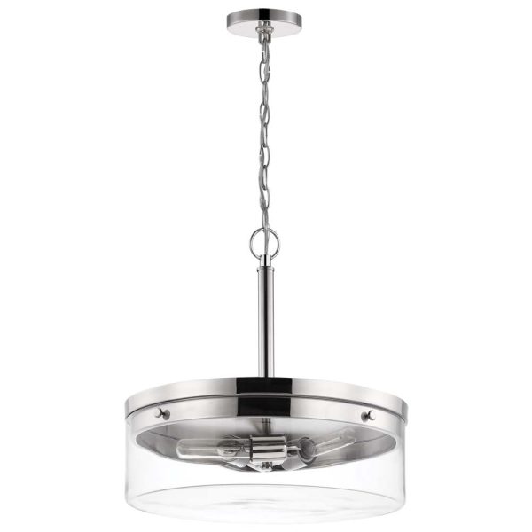 Intersection 3-Light Pendant Polished Nickel with Clear Glass For Cheap