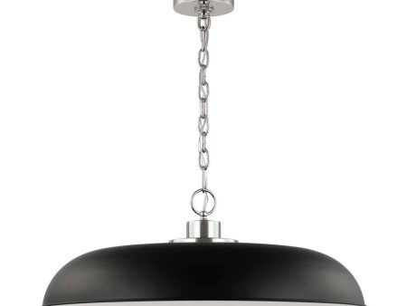 Colony 1-Light Large Pendant Matte Black with Polished Nickel on Sale