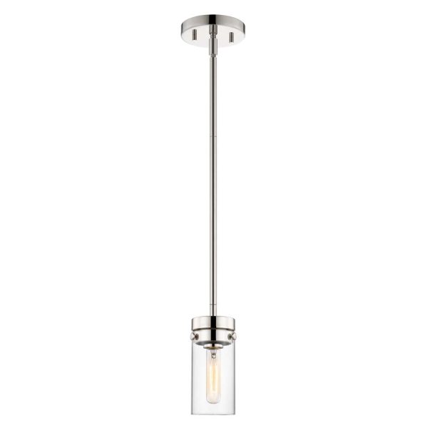 Intersection 1-Light Mini Pendant Polished Nickel with Clear Glass For Discount