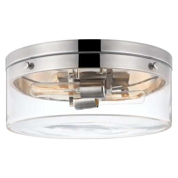 Intersection 60w Small Flush Mount Fixture Polished Nickel w  Clear Glass Online