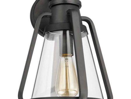 Everett 1-Light Large Wall Sconce Matte Black with Clear Glass Online now