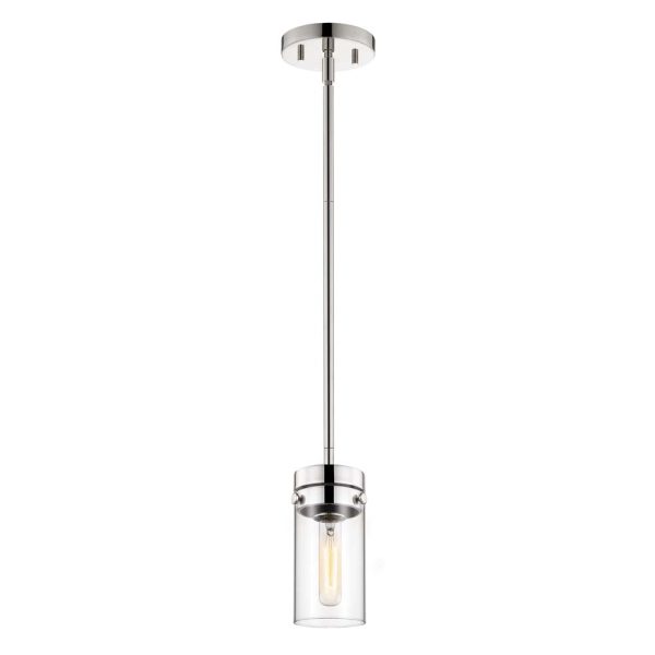 Intersection 1-Light Mini Pendant Polished Nickel with Clear Glass For Discount